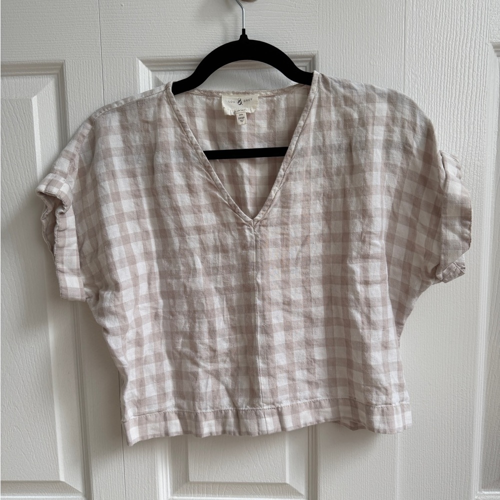 Lou & Grey Checkered V-Neck Crop Top